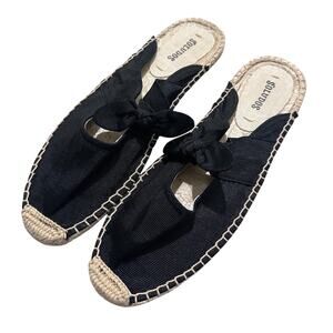 Soludos Alma Grosgrain Ribbon Bow Espadrille Mules Slides Coastal NWOT Sz 8.5
